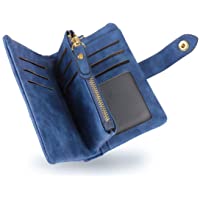 Los mejores  - Conisy Cartera Pequeña Mujer con protección RFID-Gran Capacidad Corta Monedero de Suave Cuero con Correas de Muñeca…